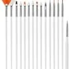 Merkloos Nail Art Penselen Set 15 Delig Wit - Gel / Acryl Penselen Nail Brush