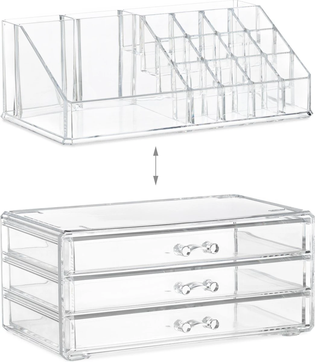 Relaxdays Make-up Organizer Klein - Stapelbaar - Sieradendoosje - Cosmetica - Opbergbox - Doorzichtig - Afbeelding 17