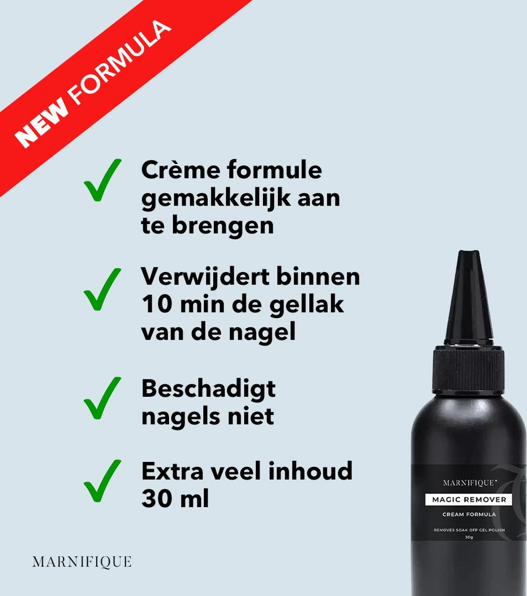 Marnifique® - NEW FORMULA - Gellak Cream Remover Set 30 Ml - Gel Polish Remover - Gellak Remover - Gel Polish - Gellak Verwijderen - Gellak Verwijderaar - Nagellak Remover - BIAB Remover - Vijl - Aceton - Afbeelding 3