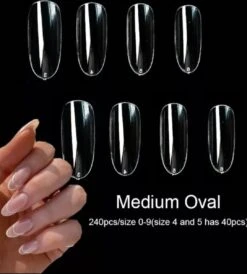 Merkloos Gel Soft Flex Nepnagels Met Lijm - Plaknagels Medium Oval Shape Nagels Press On Nails 100% Soak-off - Nageltips Full Cover 240 Stuks Transparant / Clear Tips + Nagelvijl+ Nagellijm