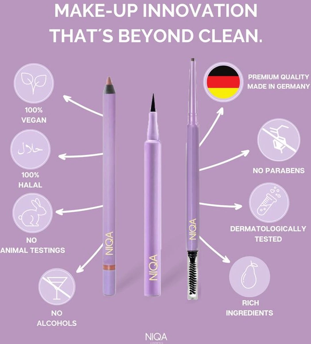 NIQA - Liquid Eyeliner Nightfall - Cat Eye Look - Vegan & Halal - Afbeelding 4