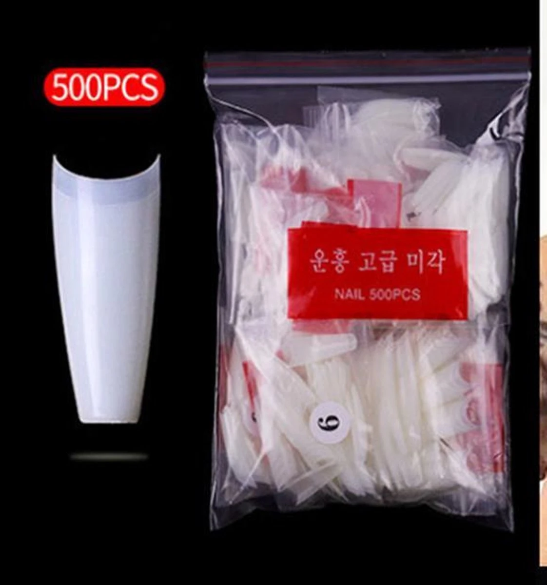 T-Vormige -Nagel Tips -Kort Opzetstukje - Naturel - 500 Stuks - Tips Nail Extension- False Tips Plaknagels – Nageltips - Acrylnagels – Gelnagels -Polygel - Polyacryl - Afbeelding 2