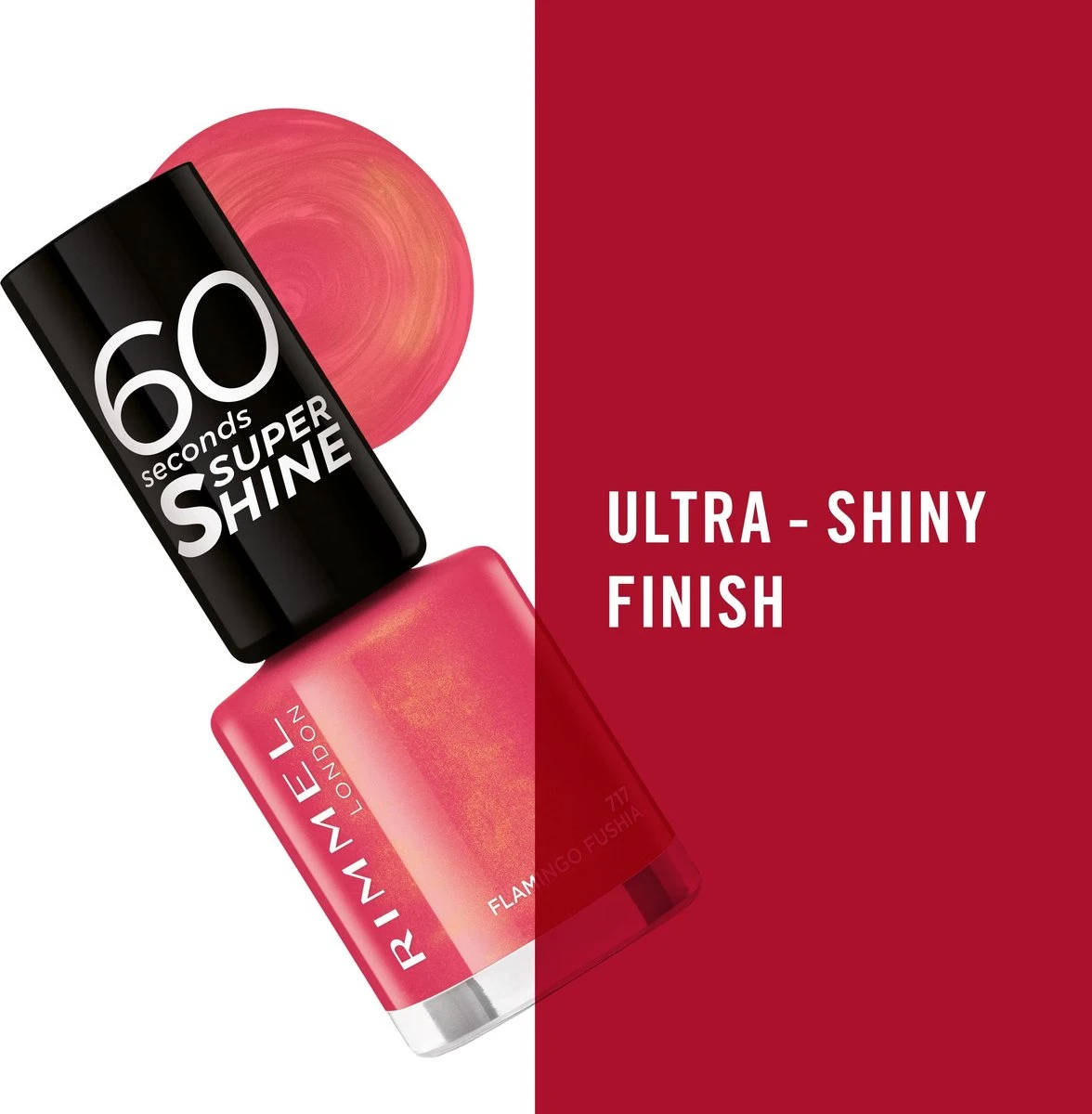 Rimmel London 60 Seconds Super Shine Nagellak - 717 Flamingo Fuchsia - Afbeelding 8