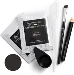 Marie-José & Co Henna Wenkbrauwverf Donkerbruin - Complete Henna Brows Kit - Tattoo Brow Set Voor 20 Paar Wenkbrauwen