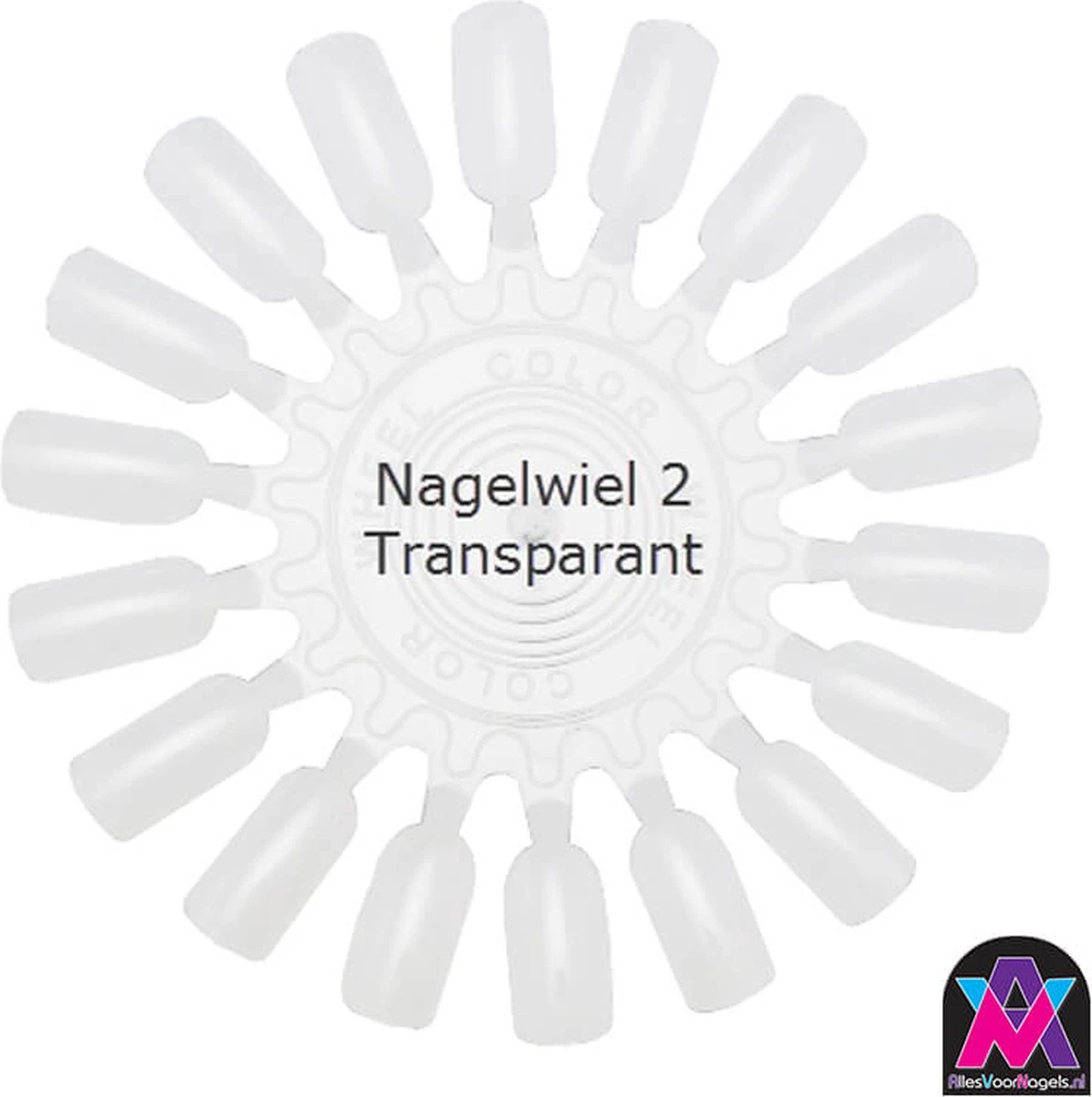 AVN - 10 X Nagelwiel Met Elk 18 Kunstnagels - Nagellak - Kleuren Waaier - Nail Display Palet - Transparant - Afbeelding 2