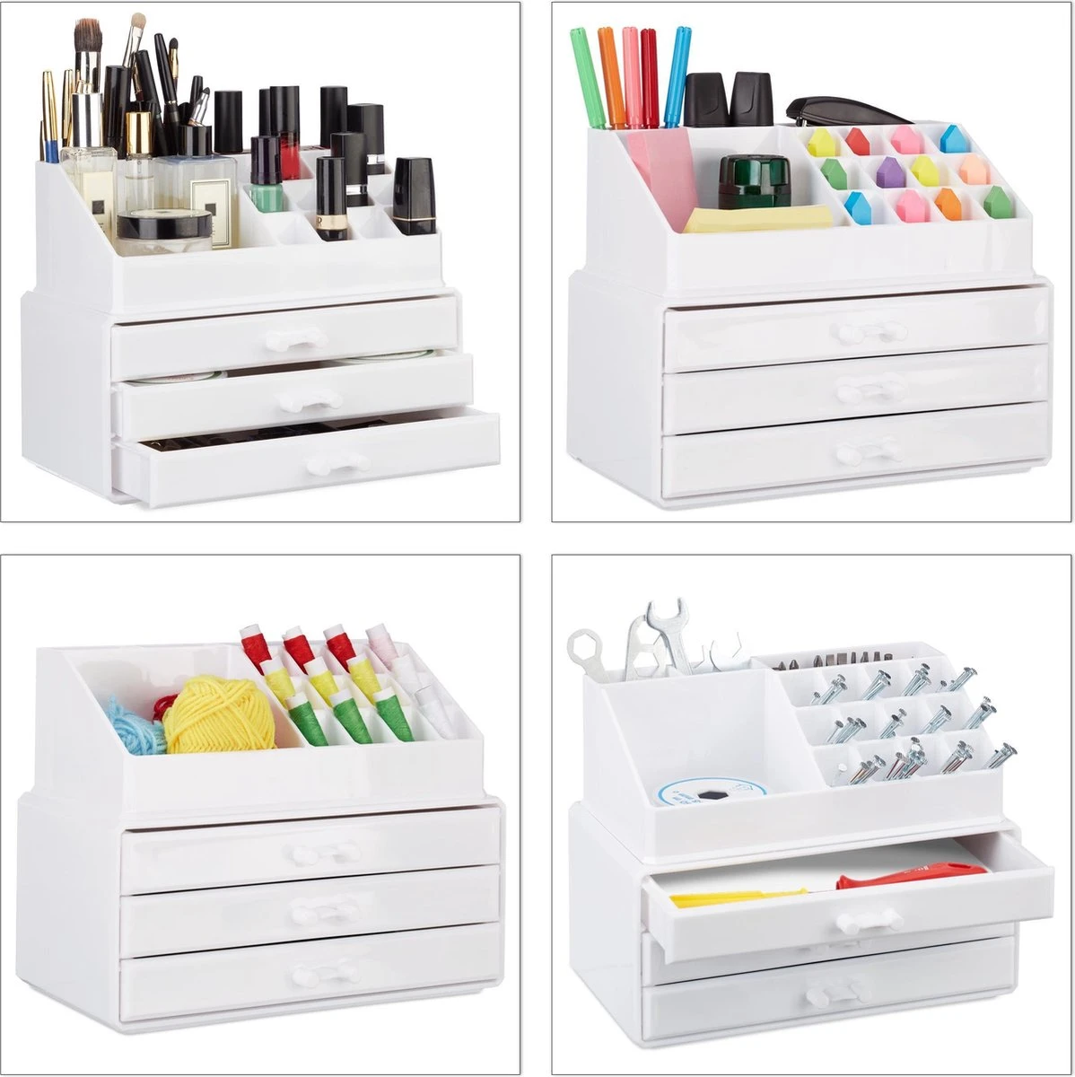 Relaxdays Make-up Organizer Klein - Stapelbaar - Sieradendoosje - Cosmetica - Opbergbox - Doorzichtig - Afbeelding 6