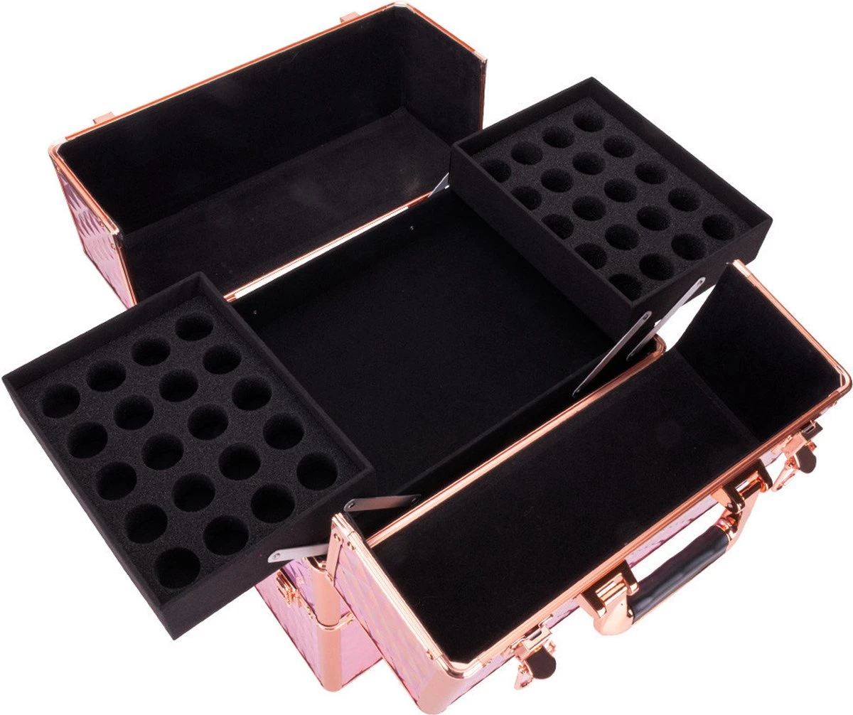 Koffer Groot Holo/Golden Rose XXL Met Opbergvakken - Afbeelding 6