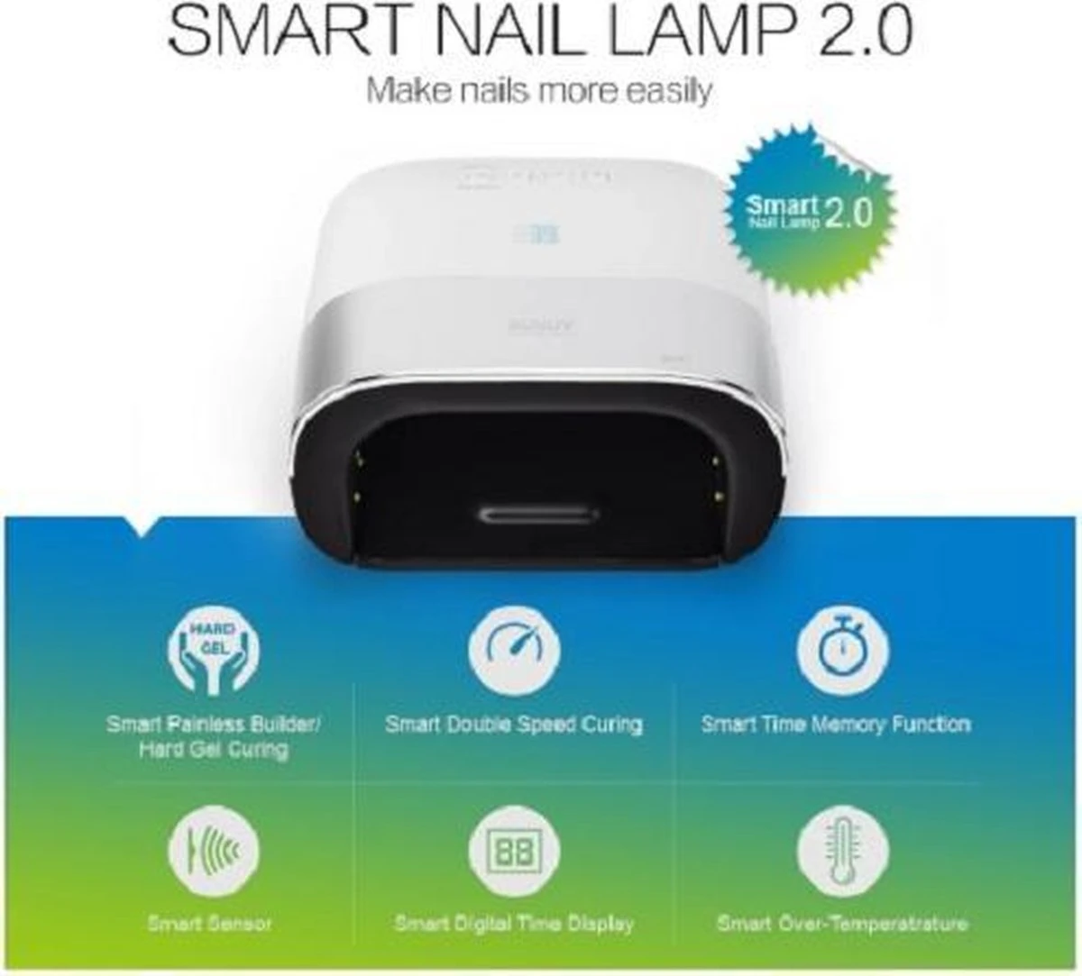 NAGELLAMP - Professionele Nageldroger - 48 Watt - LED UV Nagellamp - Gel Nagellak - 36 LEDlampjes - SMART Sensor – Timer - Nagel Gellak - Wit/Zilver - Afbeelding 2