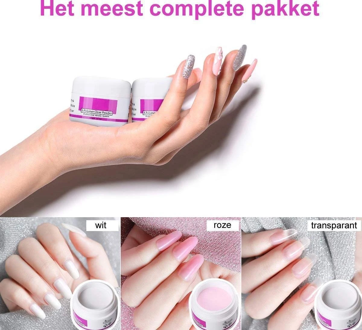 Royala Acrylnagels StarterSet - 500 Clear French Tips - Nagellijm - Nailart - 3 Colors Acryl Poeders - StarterSet - Nepnagels - Manicure Set Voor Nail Art Kit - Nagel Decoratie - Acryl Poeders - Acryl Vloeistof- Monomer - Afbeelding 15