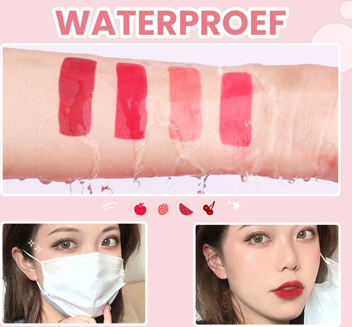 01 Appel - Lip Tint - Lip Stain - Lip Tattoo - Lip Tint Korean - Lip And Cheek Tint - Waterproof Lipstick - Waterproof Lip Tint - Watervaste Lip Tint Lippenstift - Afbeelding 2