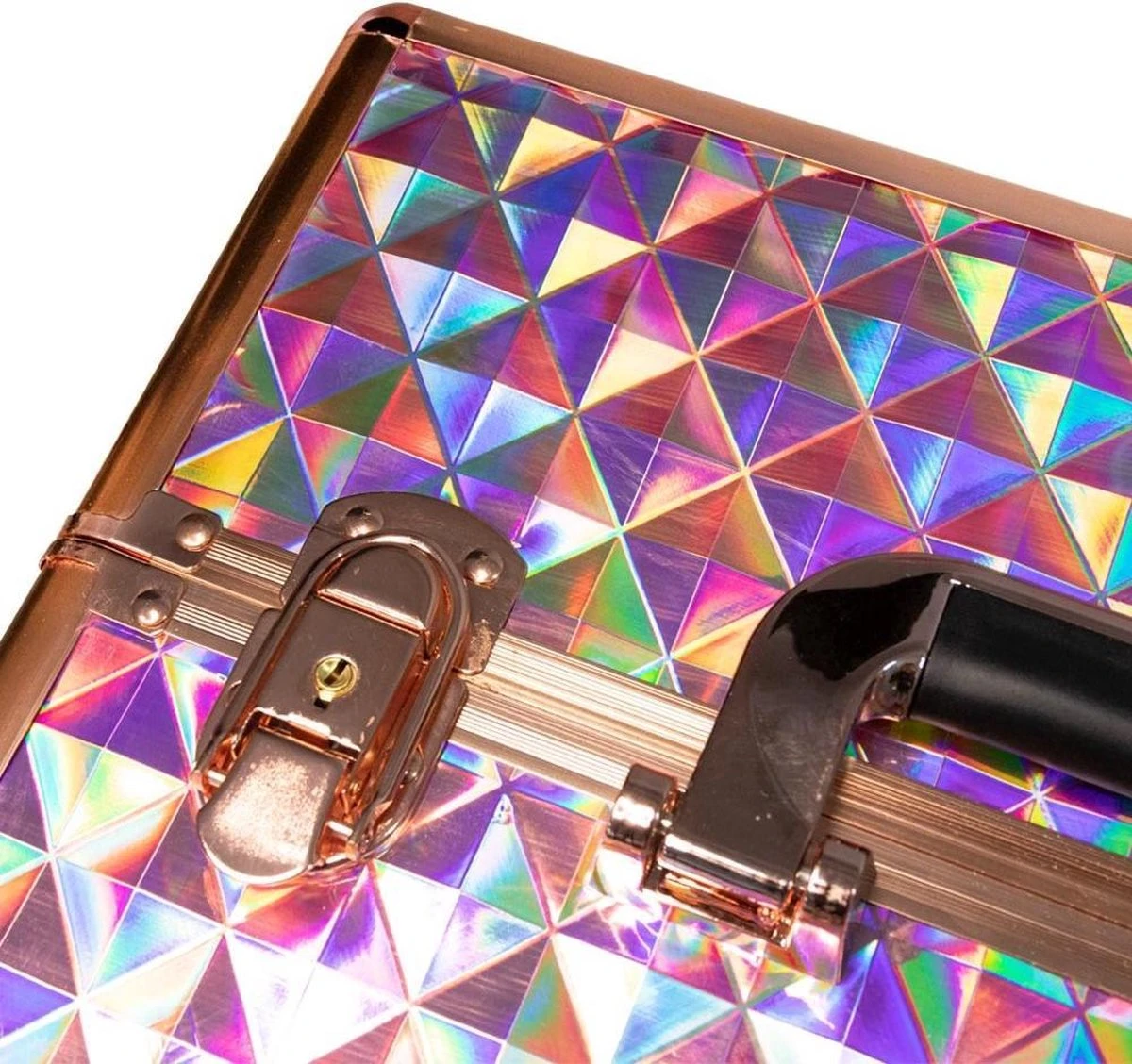 Koffer Groot Holo/Golden Rose XXL Met Opbergvakken - Afbeelding 2