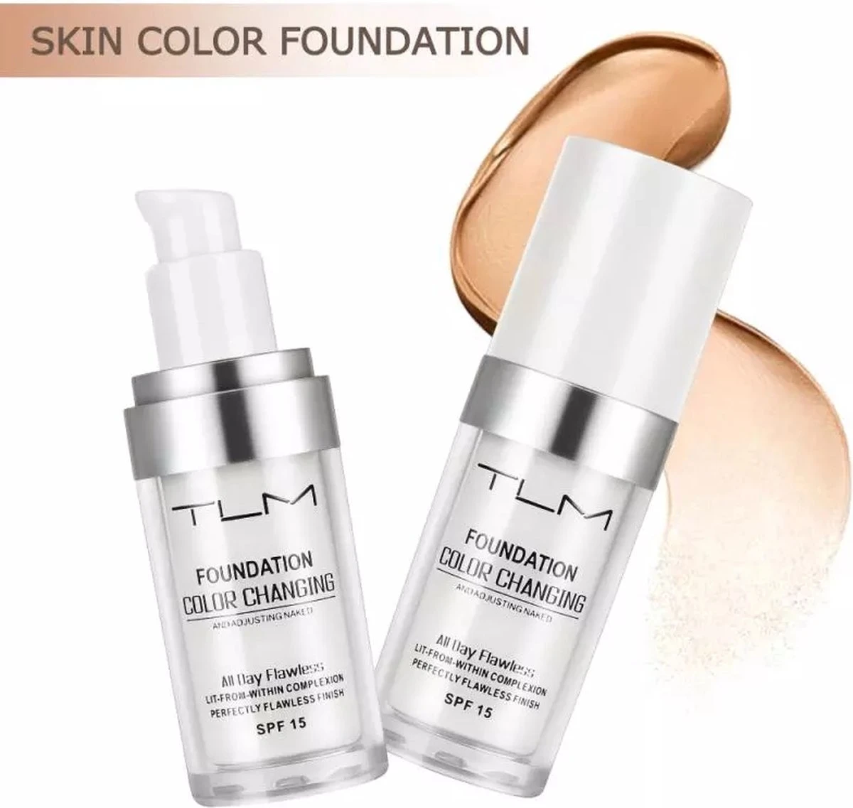 Merkloos 100% Originele Kleurveranderende Foundation Color Changing Foundation Past Zich Aan Aan De Huidskleur Met Spf 15 - Afbeelding 2