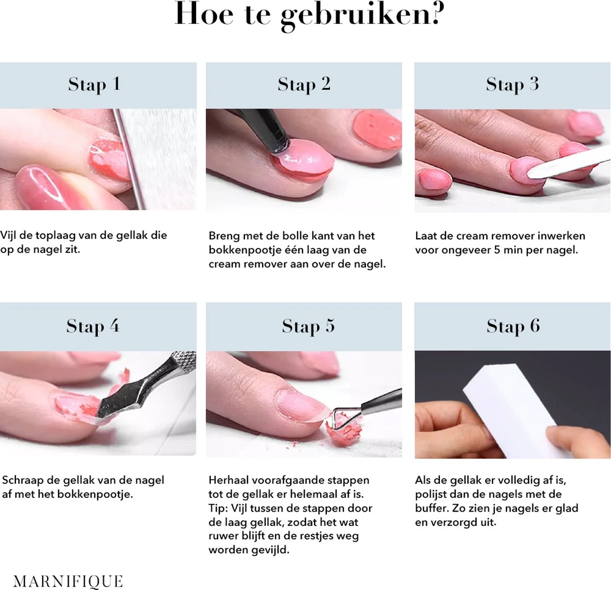 Marnifique® - NEW FORMULA - Gellak Cream Remover Set 30 Ml - Gel Polish Remover - Gellak Remover - Gel Polish - Gellak Verwijderen - Gellak Verwijderaar - Nagellak Remover - BIAB Remover - Vijl - Aceton - Afbeelding 4