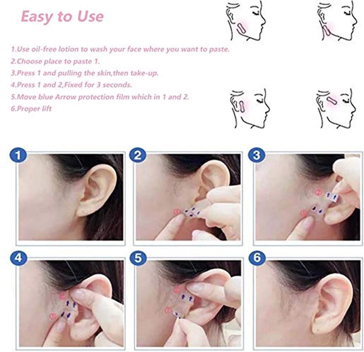 Facelift Tape - Face Tape - Gezicht Tape - Face Tape Lift - Beauty Tape - 20 Stuks - Afbeelding 3
