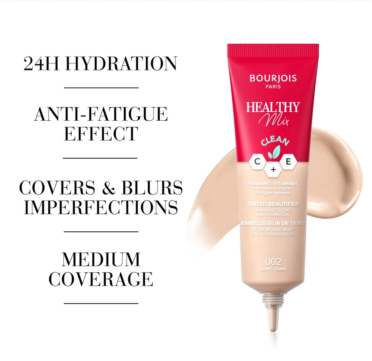 Bourjois Healthy Mix Clean Tinted Beautifier Foundation 002 Light - Afbeelding 6