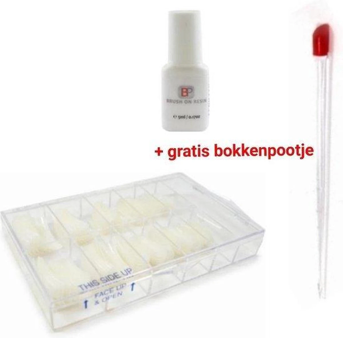 Merkloos Professionele Naturel Kunstnagel / Acryl Nagels Set + Nagellijm 5ml + Bokkenpootje - 500 Stuks Tips - Starter Kit Nails