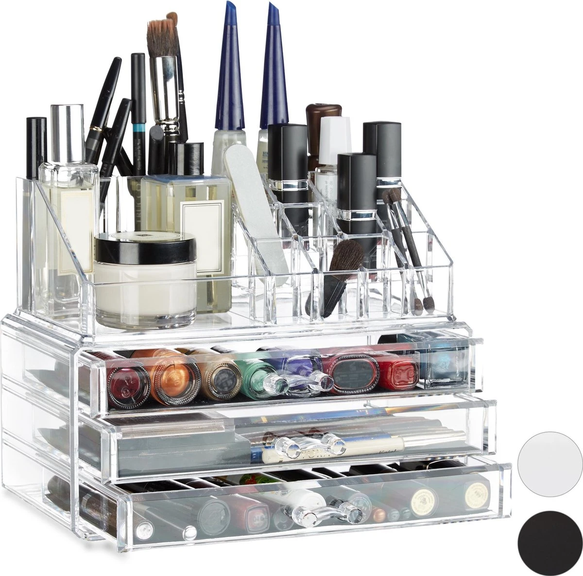 Relaxdays Make-up Organizer Klein - Stapelbaar - Sieradendoosje - Cosmetica - Opbergbox - Doorzichtig - Afbeelding 3