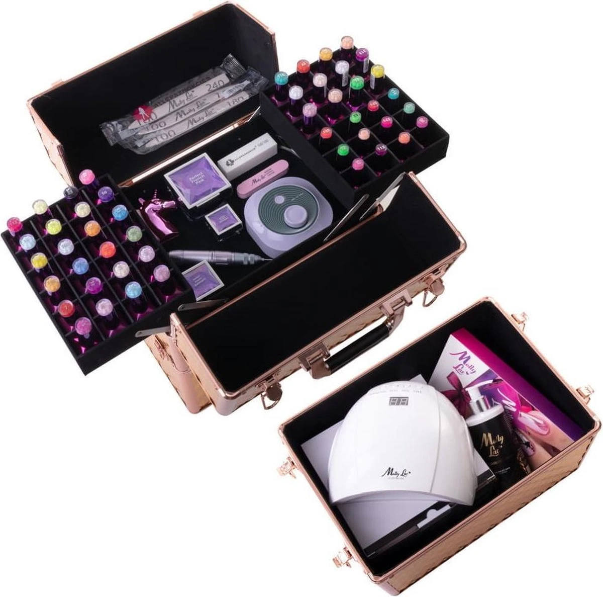 Koffer Groot Holo/Golden Rose XXL Met Opbergvakken - Afbeelding 4