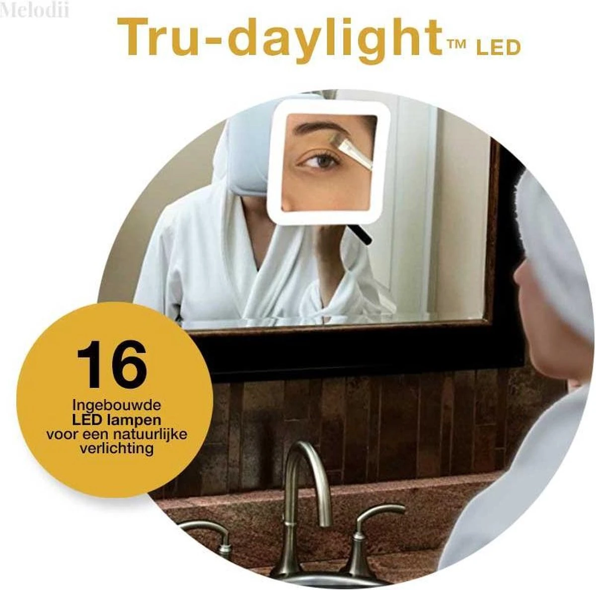 Melodii ML10X - Make Up Spiegel Met LED Verlichting - Scheerspiegel - 10x Vergroting - Met Tru-Daylight Verlichting - Voor Hem En Voor Haar - Afbeelding 4