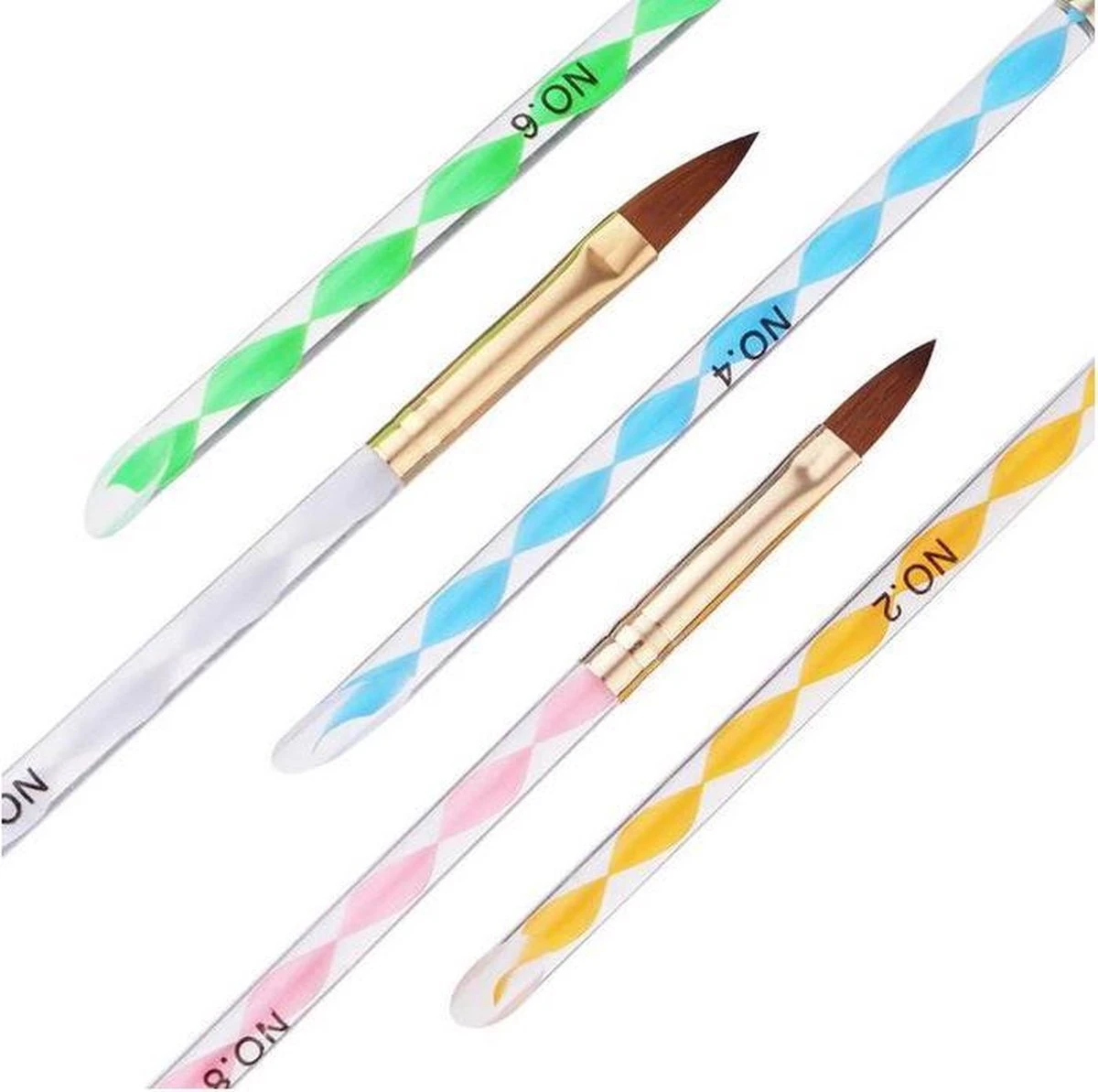 Evvie Acryl Penselen Voor Kunstnagels En Nailart - Set Van 5 - Afbeelding 3