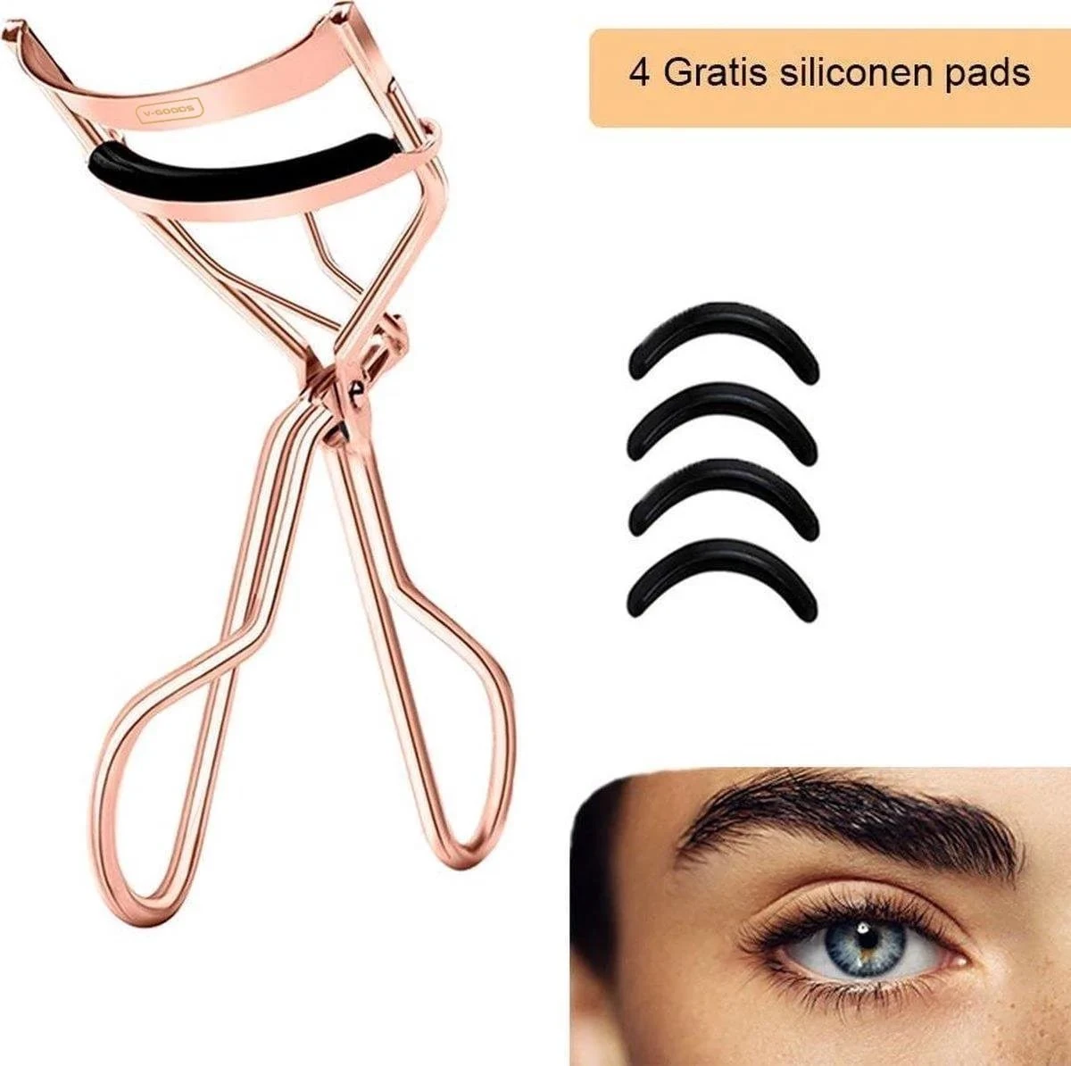 Professionele Wimperkruller / Wimperkrultang - Roségoud-kleurig - 4 GRATIS Siliconen Pads - Wimperlifting - Navulling - Persoonlijke Verzorging - Beauty - Make-up