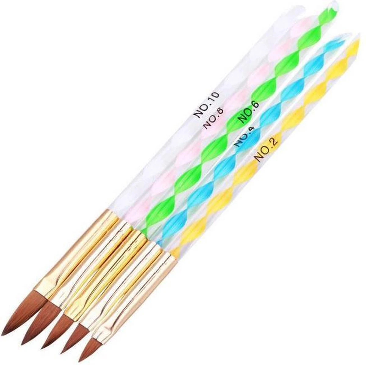 Evvie Acryl Penselen Voor Kunstnagels En Nailart - Set Van 5 - Afbeelding 2