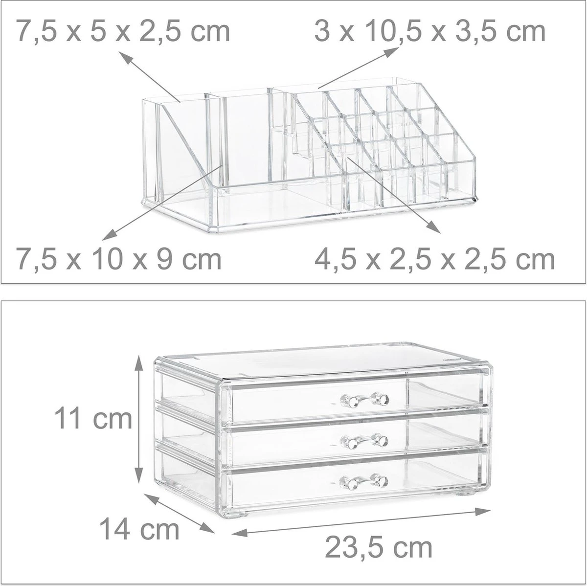Relaxdays Make-up Organizer Klein - Stapelbaar - Sieradendoosje - Cosmetica - Opbergbox - Doorzichtig - Afbeelding 14