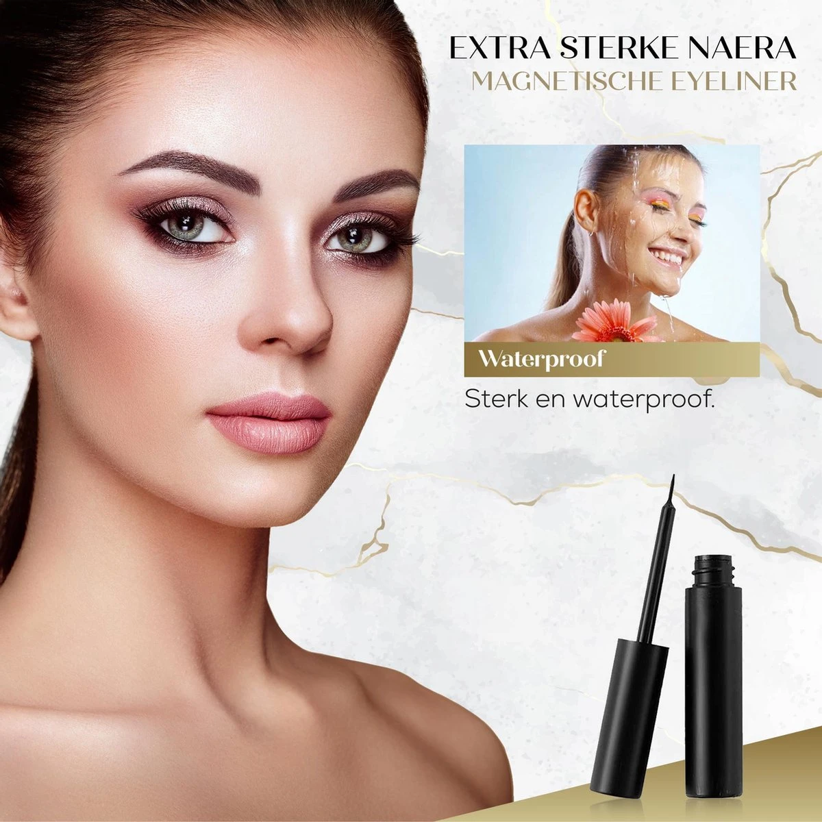Naera Magnetische Wimpers Set - Inclusief Wimperzetter, Wimperhouder, Wimperschaar En 3 Flesjes Waterproof Eyeliner - 30 Keer Herbruikbaar - 12 Paar - Afbeelding 3
