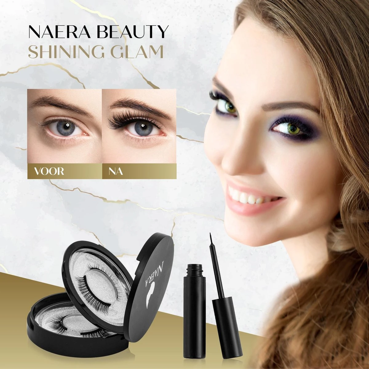 Naera Magnetische Wimpers Set - Inclusief Wimperzetter, Wimperhouder, Wimperschaar En 3 Flesjes Waterproof Eyeliner - 30 Keer Herbruikbaar - 12 Paar - Afbeelding 5