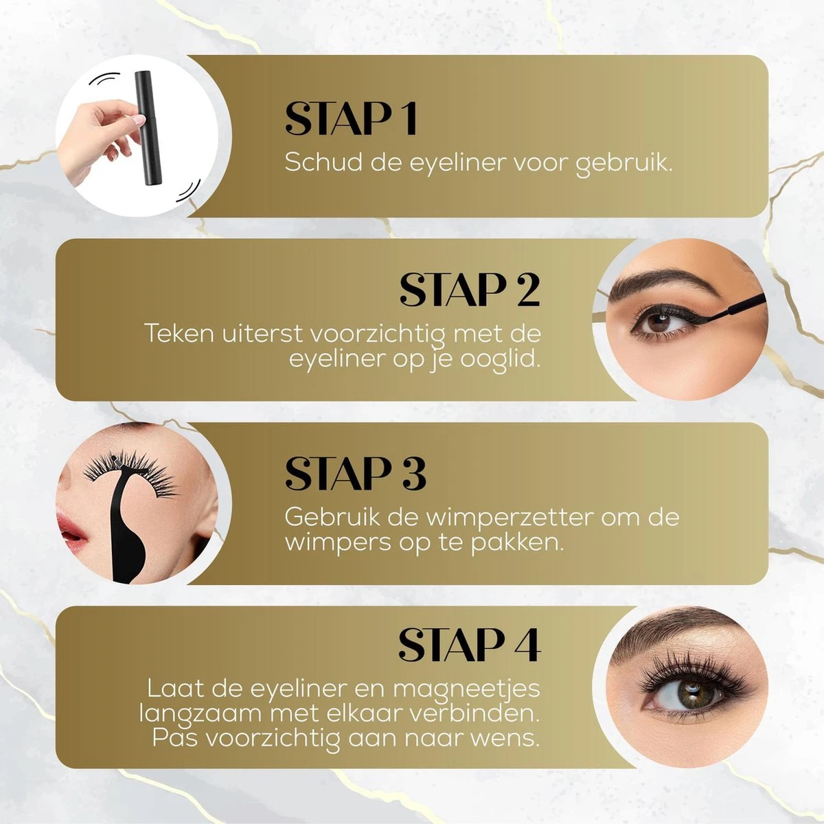 Naera Magnetische Wimpers Set - Inclusief Wimperzetter, Wimperhouder, Wimperschaar En 3 Flesjes Waterproof Eyeliner - 30 Keer Herbruikbaar - 12 Paar - Afbeelding 6