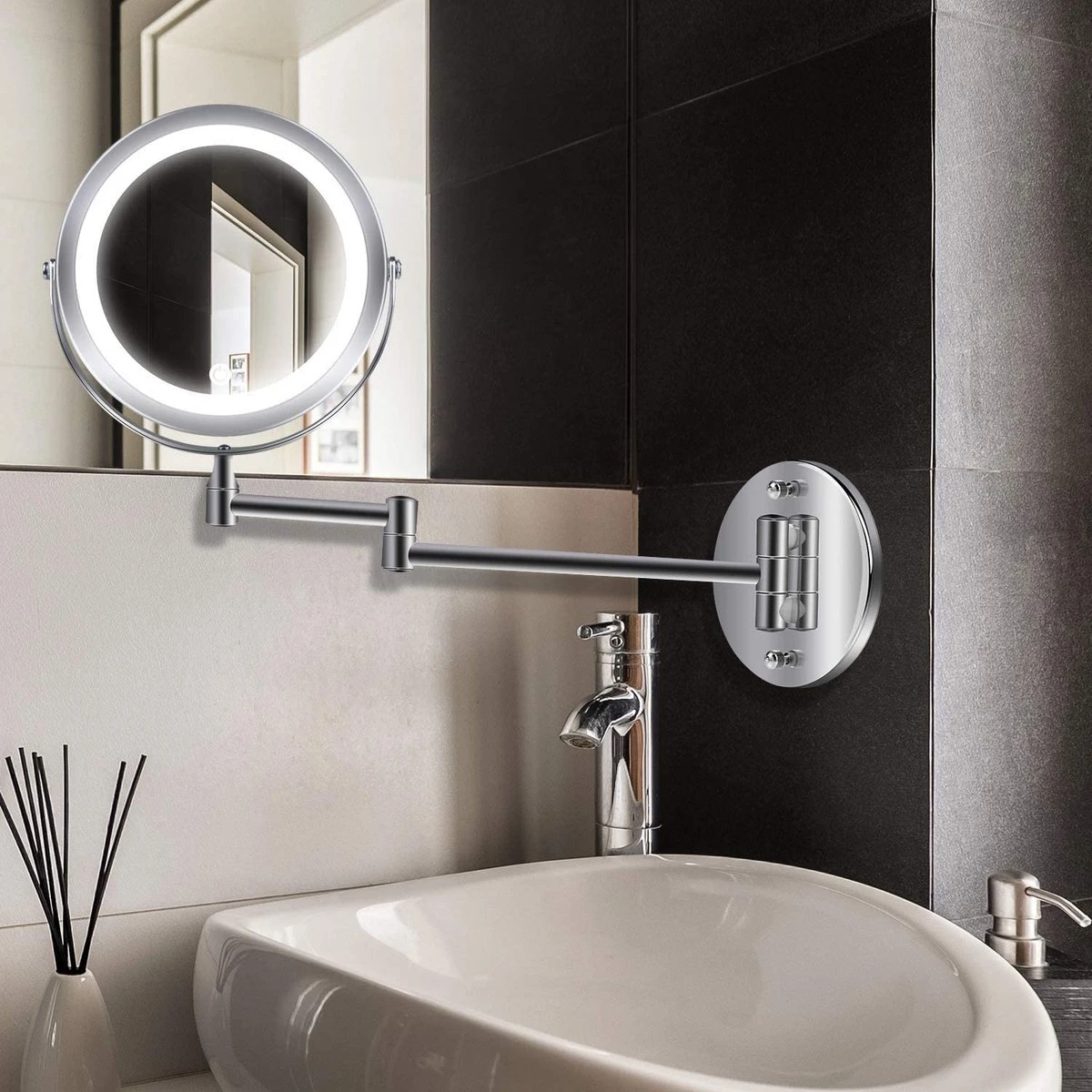 MH Products - Make Up Spiegel - Rond - Wanspiegel - Spiegellamp - 5x Vergroting - 17,5 Cm CM - Afbeelding 6