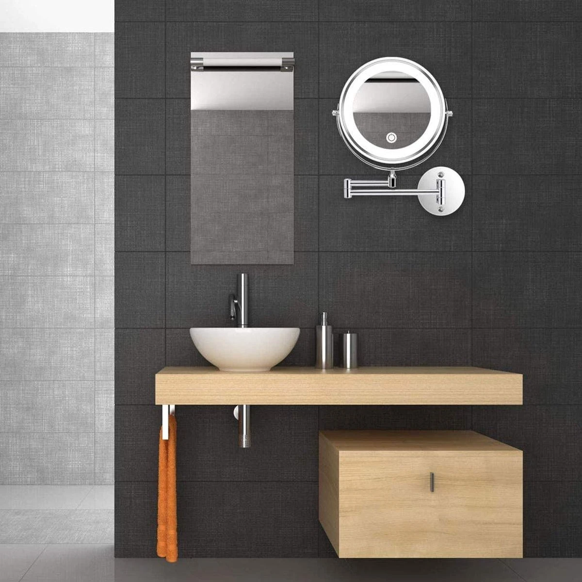 MH Products - Make Up Spiegel - Rond - Wanspiegel - Spiegellamp - 5x Vergroting - 17,5 Cm CM - Afbeelding 7