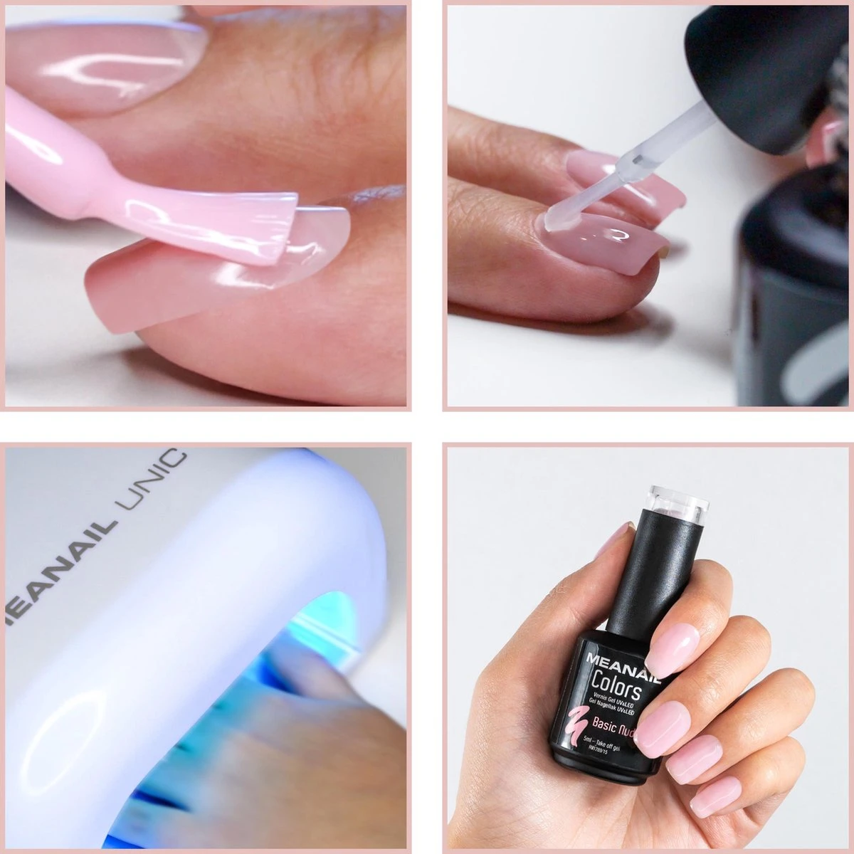 Méanail - Gellak – Led Lamp 48w - Gellak Starterspakket - Gel Nagellak - Basic Nude - Afbeelding 4