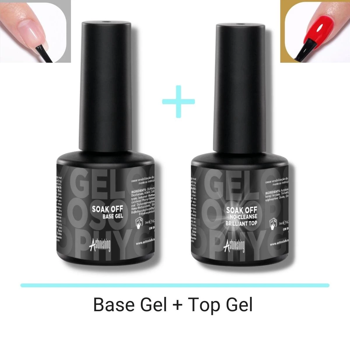 GUAPÀ® Base En Top Coat Gellak | Gellak | Gellak Starterspakket | High Shine No Wipe Top Gel | Base Coat Gellak | Poly Gel | Acryl Nagels | Nagels | 2 X 7ml