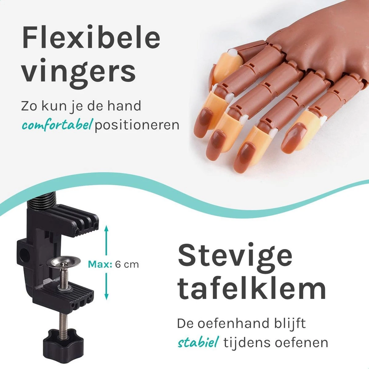 Oefenhand Voor Nagels Incl. 100 Nageltips + Acryl Penselen - Nagellak – Polygel – Acryl Nagels – Nail Art - Kunstnagels - Gelnagels – Nailtrainer - Afbeelding 3