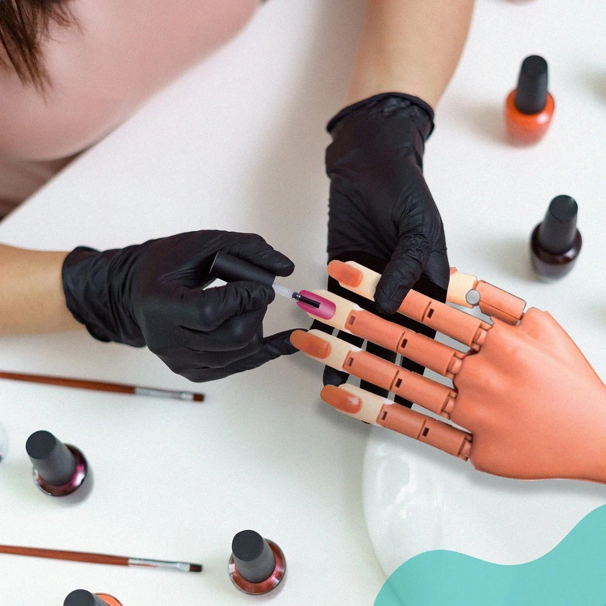 Oefenhand Voor Nagels Incl. 100 Nageltips + Acryl Penselen - Nagellak – Polygel – Acryl Nagels – Nail Art - Kunstnagels - Gelnagels – Nailtrainer - Afbeelding 9