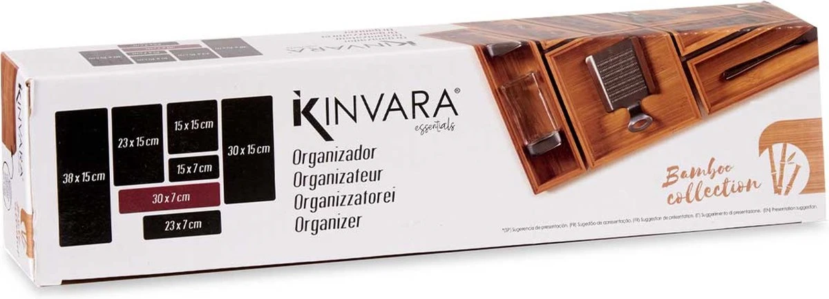 Gerim - Kast/lade Sorteer Organizer Bamboe Houten Bakje 30 X 7 X 5 Cm - Afbeelding 2