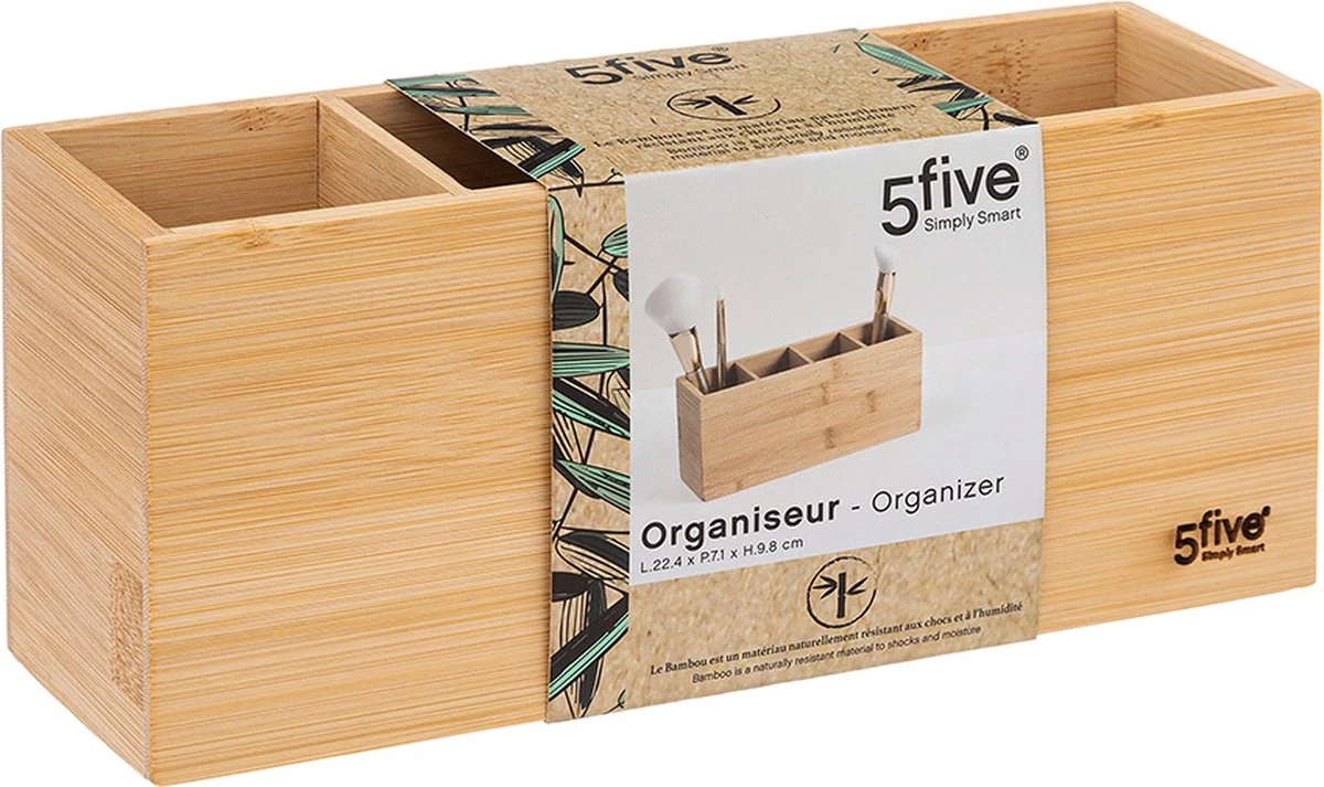 Five® Make-up Kwastenhouder Bamboe - Hout - Sorteervakken & Duurzaam - Afbeelding 2