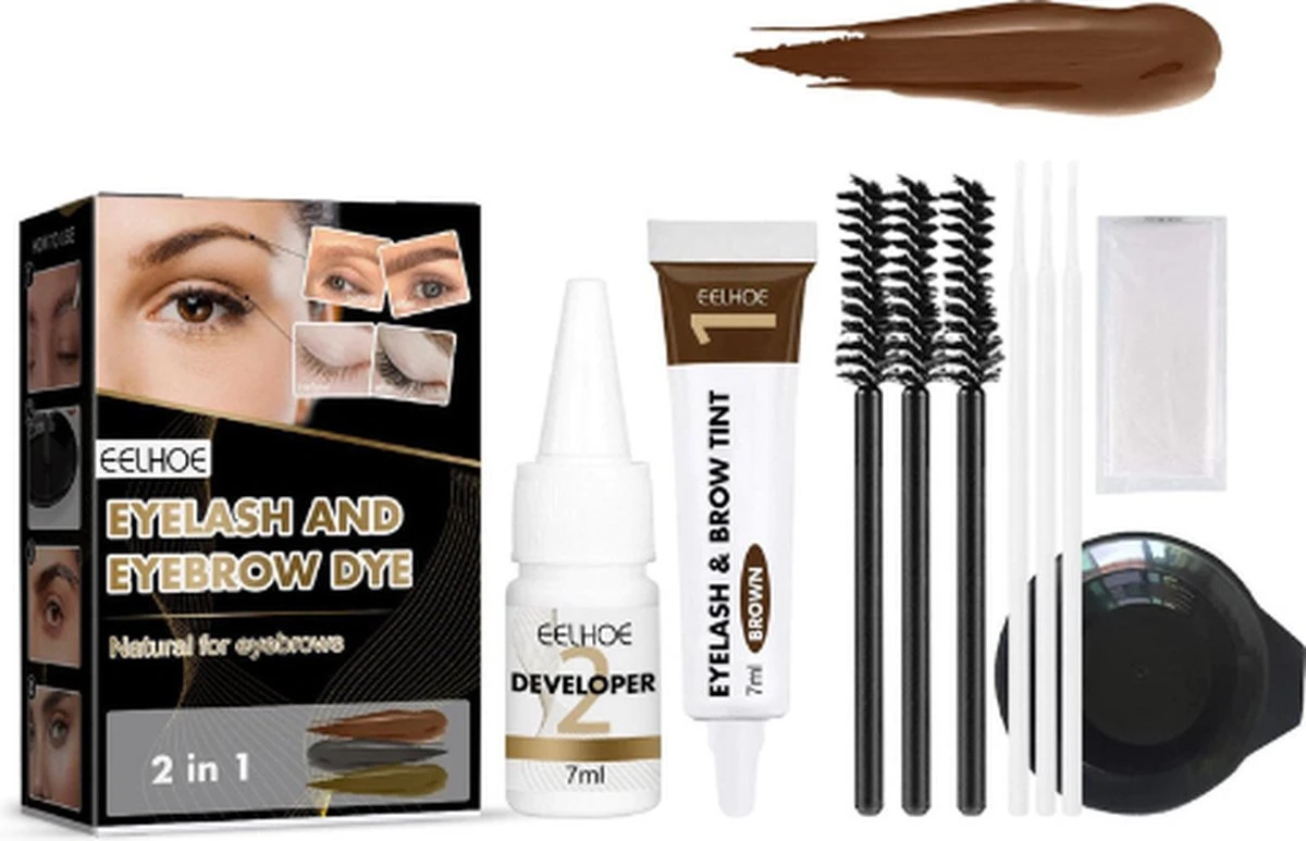 2 In 1 - Henna Wenkbrauwverf En Wimperverf - Bruin - Henna Brows - DIY Henna Brows Kit - Starterspakket