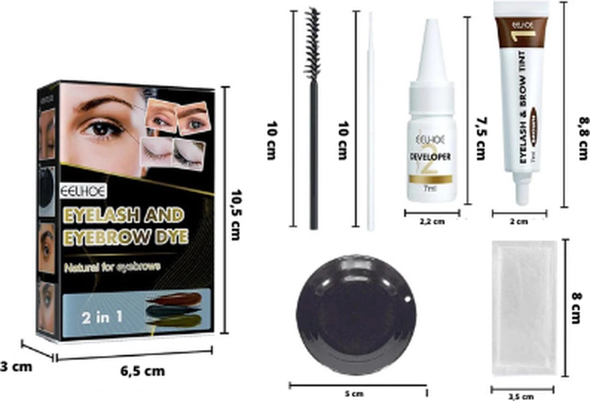2 In 1 - Henna Wenkbrauwverf En Wimperverf - Bruin - Henna Brows - DIY Henna Brows Kit - Starterspakket - Afbeelding 2