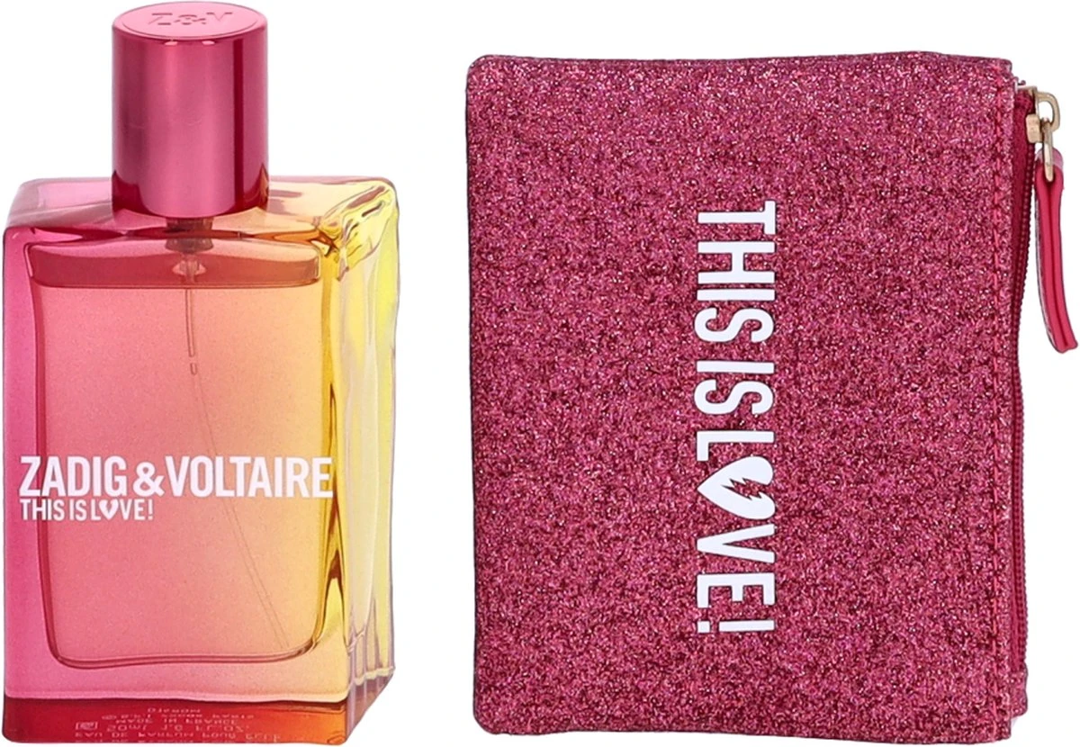Zadig & Voltaire This Is Love! Giftset - 50 Ml Eau De Parfum + Toilettas - Geurengeschenkset - Afbeelding 2