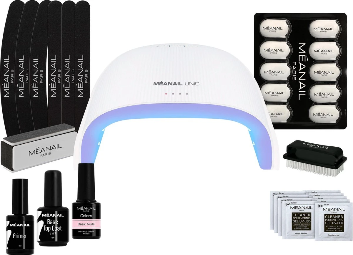 Méanail - Gellak – Led Lamp 48w - Gellak Starterspakket - Gel Nagellak - Basic Nude