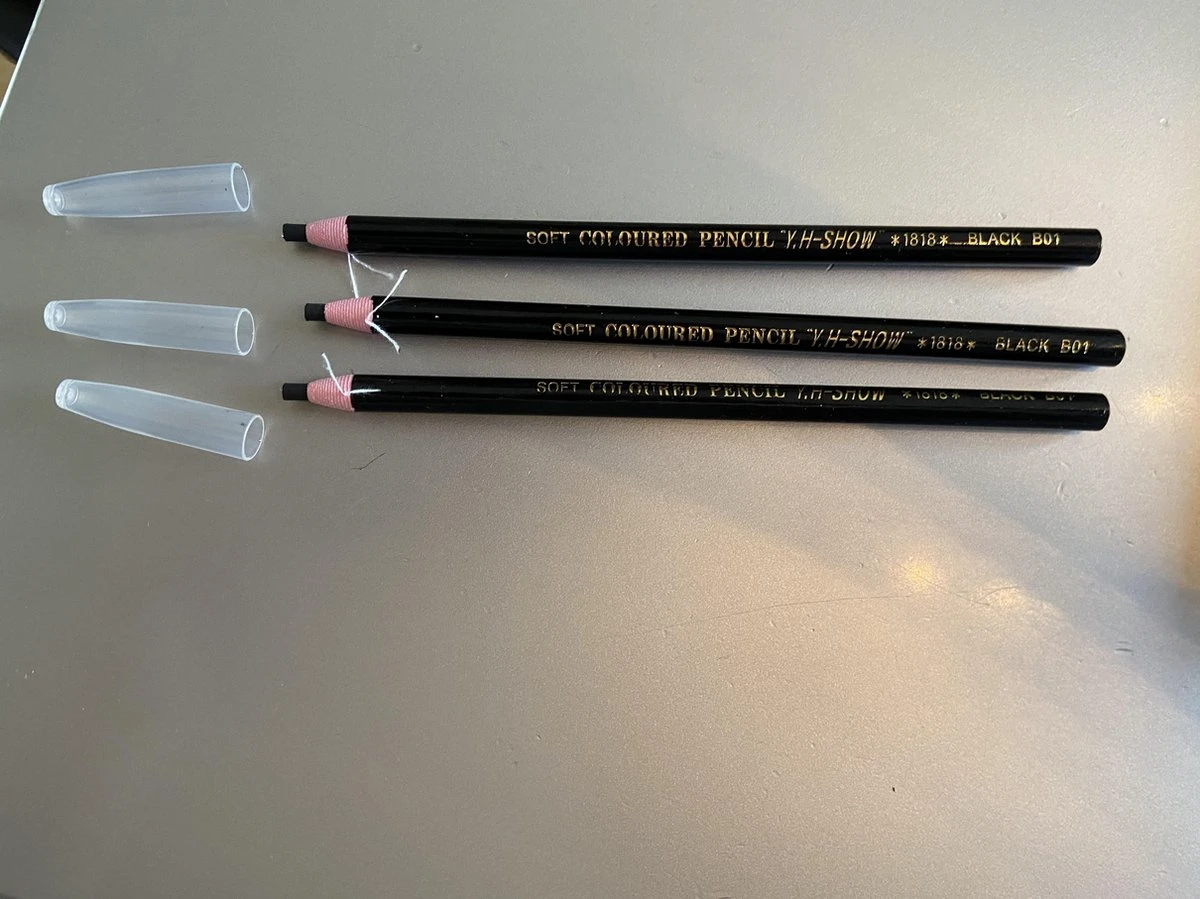 3 Stuks - Voortekenpotlood – PMU – Watervast Wenkbrauw Potlood – Permanente Make-up – PMU Potlood Zwart – Stripbaar Zwart Voortekenpotlood - Afbeelding 3