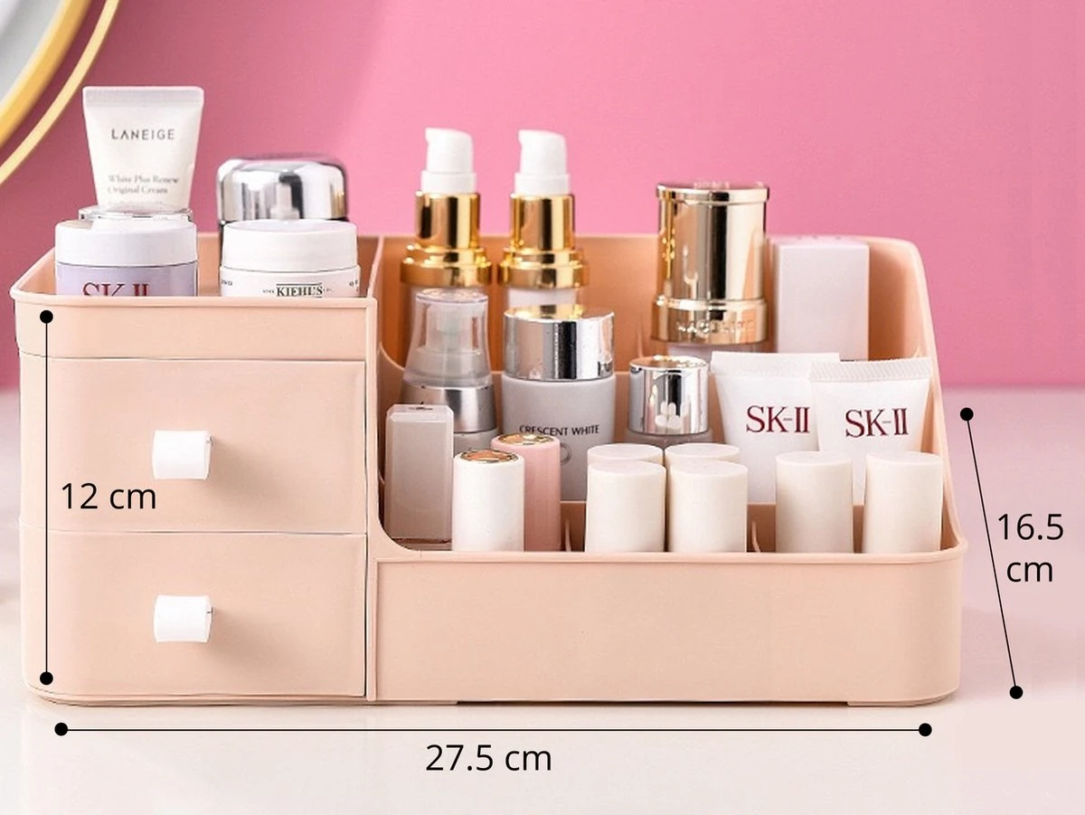 Make-Up Organizer - Cosmetica - Opbergdoos - Roze - Nagellak - Creme - Sieraden - Pennenbakje - Bureau - Organizers - Make Up - Afbeelding 4