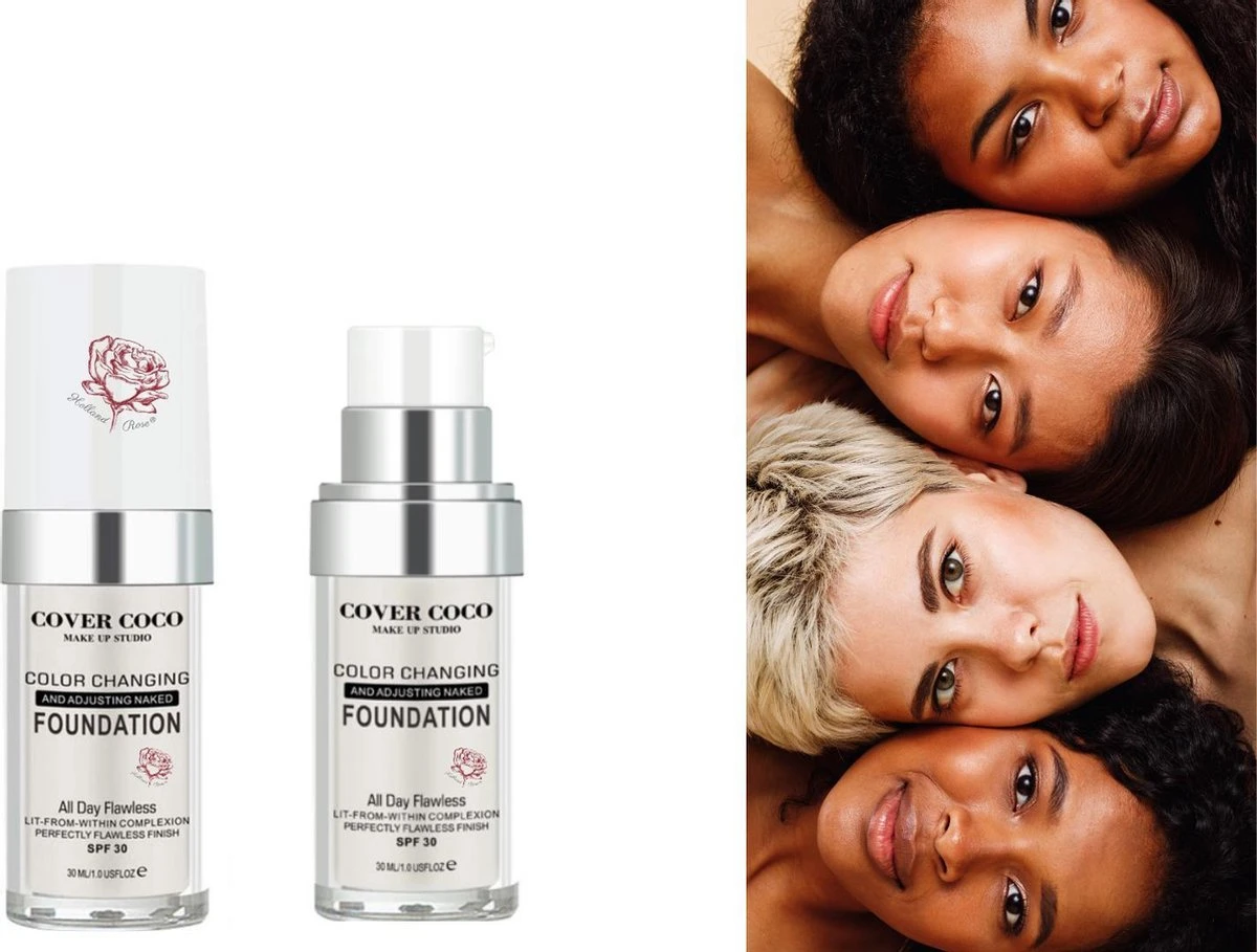Covercoco London Flawless Foundation - Premium Color Changing - Kleurveranderende - Voor Elke Kleur Huid - Waterproof TLM - Afbeelding 2