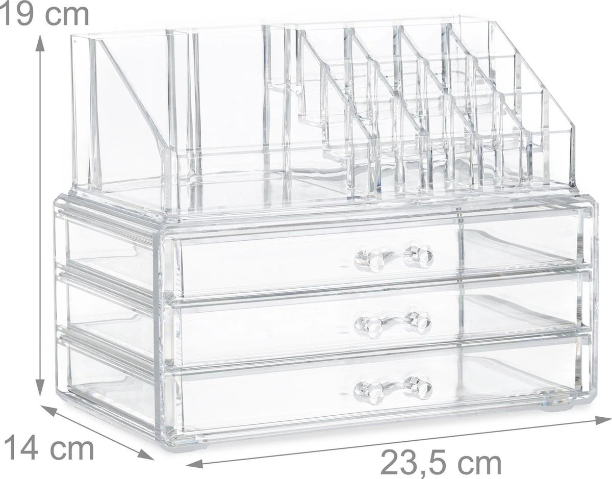 Relaxdays Make-up Organizer Klein - Stapelbaar - Sieradendoosje - Cosmetica - Opbergbox - Doorzichtig - Afbeelding 7