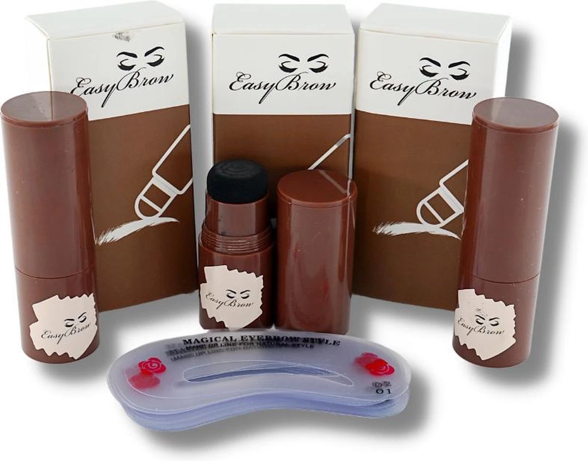 EasyBrow Wenkbrauw Kit Donkerbruin - Wenkbrauw Sjabloon 24 Stuks - Wenkbrauw Stempel - Wenkbrauw Poeder - Eyebrow Stamp - Brow Lift - Afbeelding 4