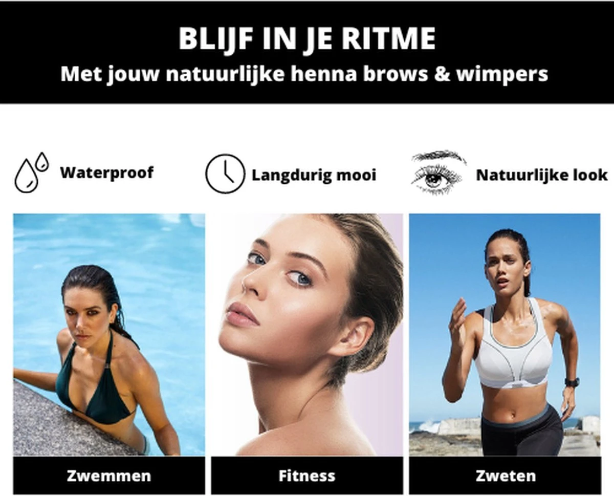 2 In 1 - Henna Wenkbrauwverf En Wimperverf - Bruin - Henna Brows - DIY Henna Brows Kit - Starterspakket - Afbeelding 6