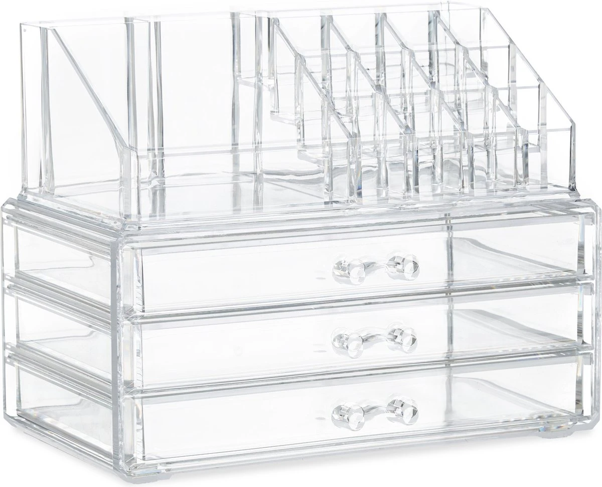 Relaxdays Make-up Organizer Klein - Stapelbaar - Sieradendoosje - Cosmetica - Opbergbox - Doorzichtig - Afbeelding 15