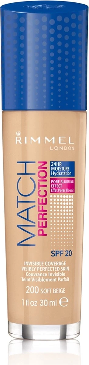 Rimmel London Match Perfection Foundation - 200 Soft Beige - Beige - Afbeelding 15